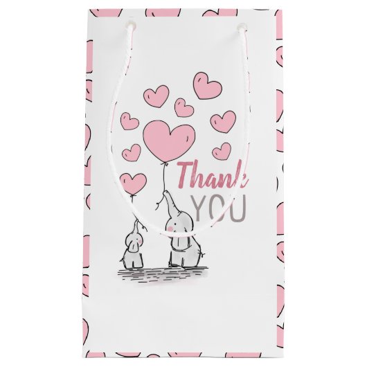 Elephant Hearts Baby shower Dank je wel gunst Klein Cadeauzakje (Voorkant)