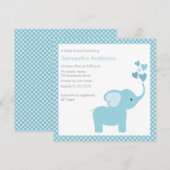 Elephant Hearts Baby shower Invitation - Boy Kaart (Voorkant / Achterkant)