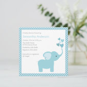 Elephant Hearts Baby shower Invitation - Boy Kaart (Staand voorkant)