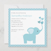 Elephant Hearts Baby shower Invitation - Boy Kaart (Voorkant)