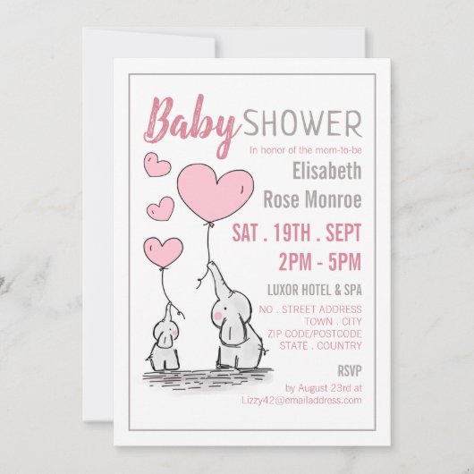 Elephant Hearts Baby shower Kaart (Voorkant)