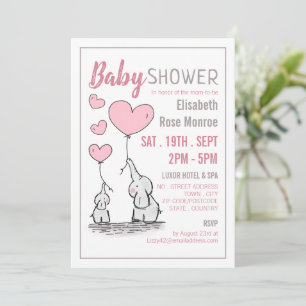 Elephant Hearts Baby shower Kaart
