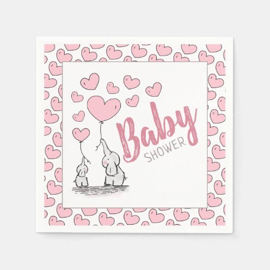 Elephant Hearts Baby shower Napkin Servet (Voorkant)