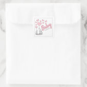 Elephant Hearts Baby shower Square Sticker (Tas)