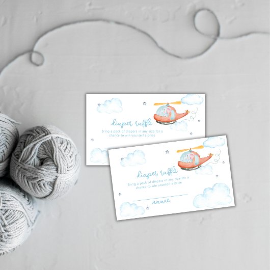Elephant Helicopter Diaper Raffle Baby Shower  Informatiekaartje