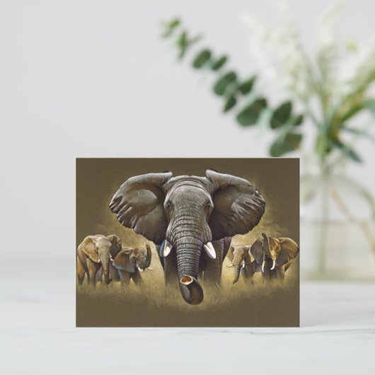 Elephant Herd Charging Briefkaart (Staand voorkant)