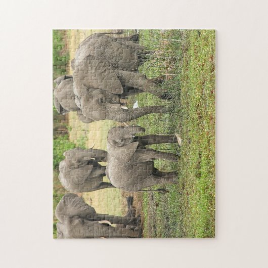 Elephant Herd Foto Puzzle Legpuzzel (Verticaal)