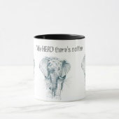 Elephant Herd Ink tekening en een Funny Gezegde Mok (Midden)