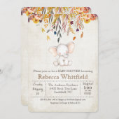 Elephant Herfst Pumpkin Baby shower Uitnodiging (Voorkant / Achterkant)