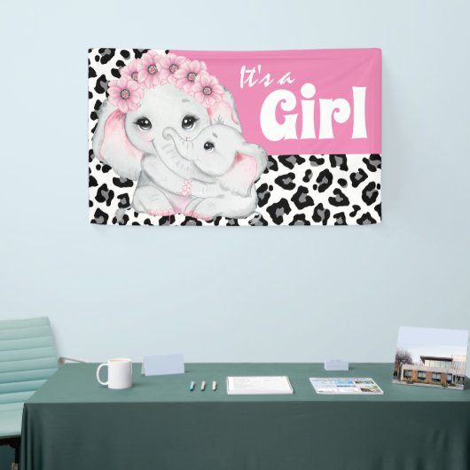 Elephant het is een meisje schattige luipaard die  spandoek (Beurs)