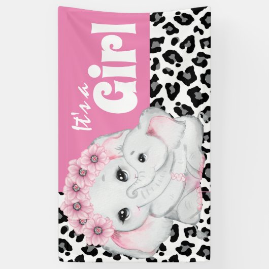 Elephant het is een meisje schattige luipaard die  spandoek (Verticaal)