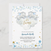 Elephant Het is Twins Baby shower Invitation Kaart (Voorkant)