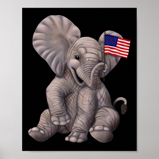 Elephant Holding An American Flag - Republican  Poster (Voorkant)