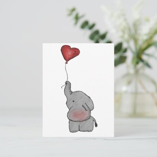 Elephant Holding ballon Briefkaart (Staand voorkant)