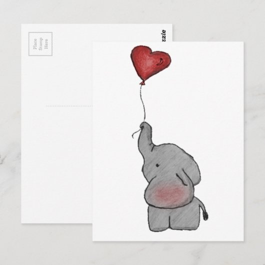 Elephant Holding ballon Briefkaart (Voorkant / Achterkant)