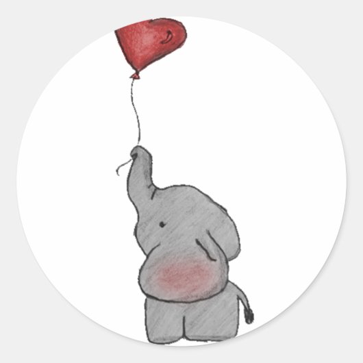 Elephant Holding ballon Ronde Sticker (Voorkant)