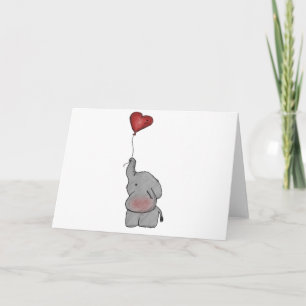 Elephant Holding Balloon Kaart