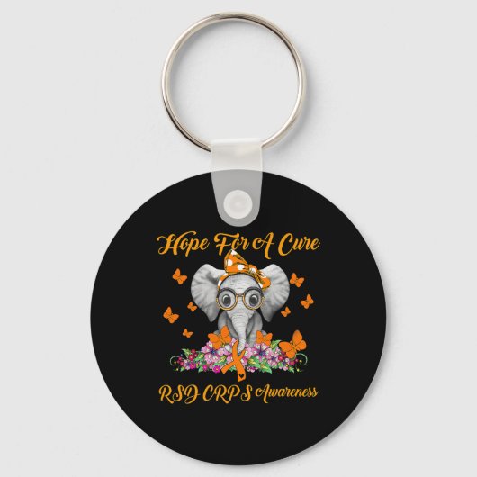 Elephant Hope for Cure RSD CRPS Awareness Sleutelhanger (Voorkant)