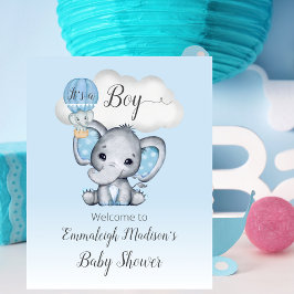 Elephant Hot Air Ballon Baby Boy WelkomstPoster Poster