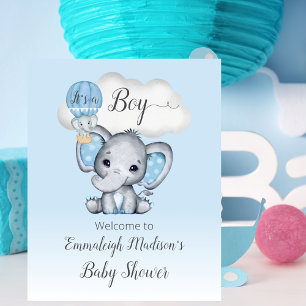 Elephant Hot Air Ballon Baby Boy WelkomstPoster Poster