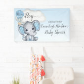 Elephant Hot Air Ballon Baby Boy Welkomstwoord Spandoek (Insitu)
