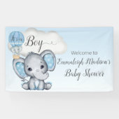 Elephant Hot Air Ballon Baby Boy Welkomstwoord Spandoek (Horizontaal)