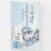 Elephant Hot Air Ballon Baby Boy Welkomstwoord Spandoek (Verticaal)