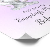 Elephant Hot Air ballon Baby Girl Paars Welkom Poster (Hoek)