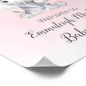 Elephant Hot Air ballon Baby Girl Welkom Poster (Hoek)