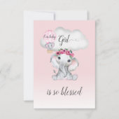 Elephant Hot Air Ballon Baby shower Bedankkaart (Voorkant)