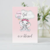 Elephant Hot Air Ballon Baby shower Bedankkaart (Staand voorkant)