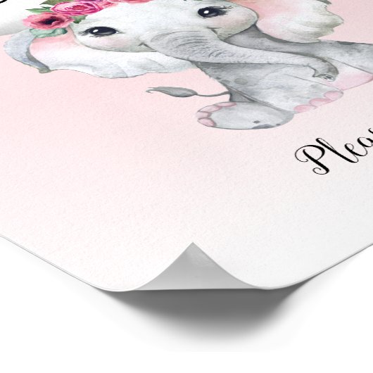 Elephant Hot Air Ballon Baby shower Favors Poster (Hoek)