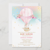 Elephant Hot Air Ballon Baby shower Girl Kaart (Voorkant)