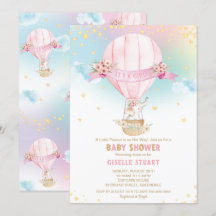 Elephant Hot Air Ballon Baby shower Girl