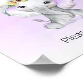 Elephant Hot Air Ballon Baby shower Paarse Favors Poster (Hoek)