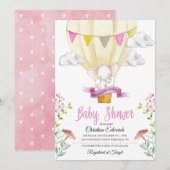Elephant Hot Air Ballon Baby shower Uitnodiging (Voorkant / Achterkant)