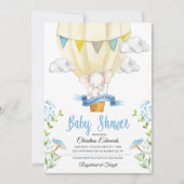 Elephant Hot Air Ballon Baby shower Uitnodiging (Voorkant)