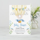 Elephant Hot Air Ballon Baby shower Uitnodiging (Staand voorkant)