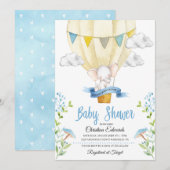 Elephant Hot Air Ballon Baby shower Uitnodiging (Voorkant / Achterkant)
