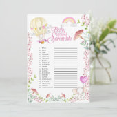 Elephant Hot Air Ballon Baby Word Scramble Game Kaart (Staand voorkant)