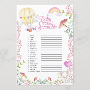 Elephant Hot Air Ballon Baby Word Scramble Game Kaart