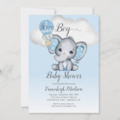 Elephant Hot Air Ballon Het is een Baby shower van Kaart (Voorkant)