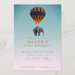 Elephant & Hot Air ballon | Partij voor de verjaar Kaart