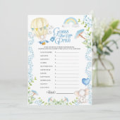 Elephant Hot Air Ballon Prijsspel Kaart (Staand voorkant)