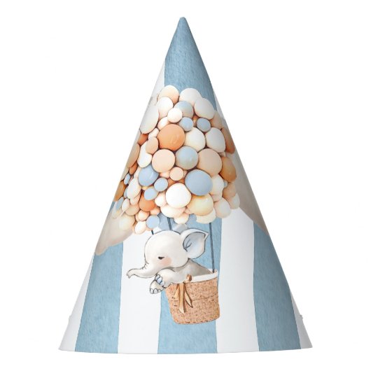 Elephant Hot-Air Ballonparty Pet Feesthoedjes (Voorkant)