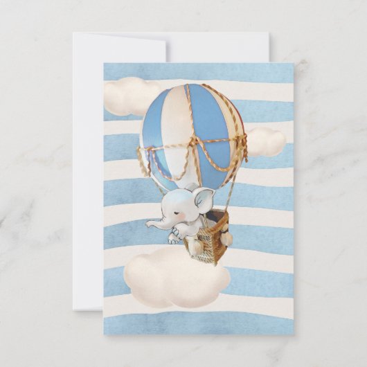 Elephant Hot-Air Ballonuitnodiging Kaart (Achterkant)