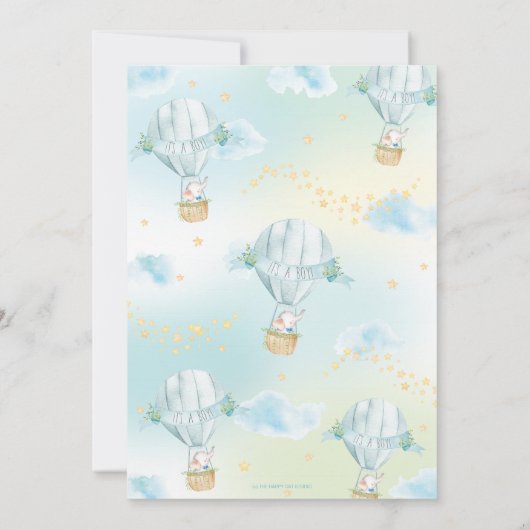 Elephant Hot Air Balloon Baby shower door Mail Boy Kaart (Achterkant)