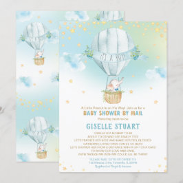 Elephant Hot Air Balloon Baby shower door Mail Boy Kaart