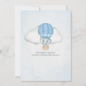 Elephant Hot Air Balloon Boy Baby shower | Blauw i Kaart (Achterkant)
