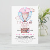 Elephant Hot Air Waterverf Baby shower Kaart (Staand voorkant)